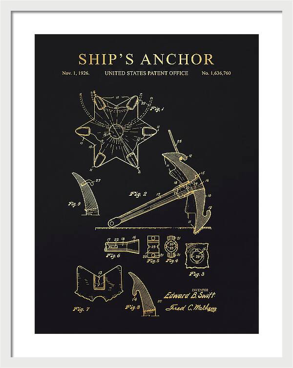 Ship's Anchor Gold Patent Us1636760