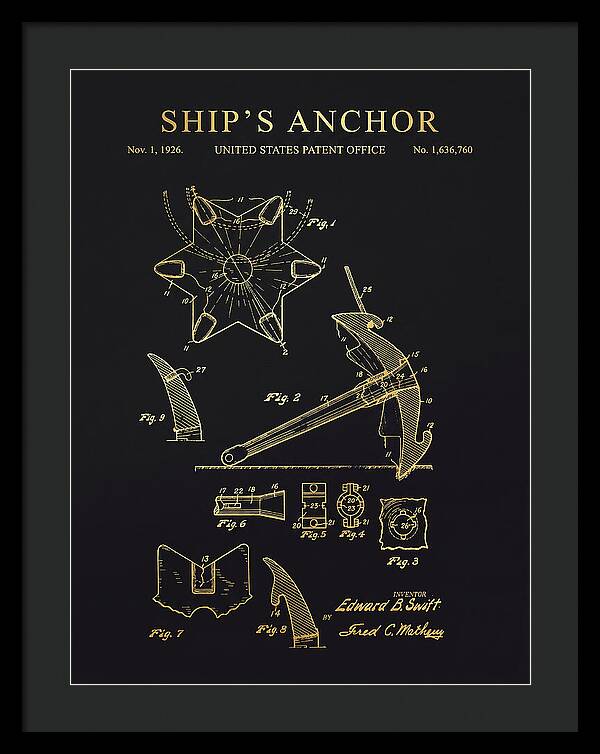 Ship's Anchor Gold Patent Us1636760