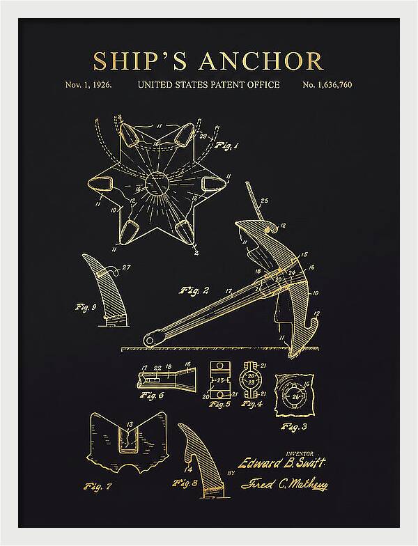 Ship's Anchor Gold Patent Us1636760