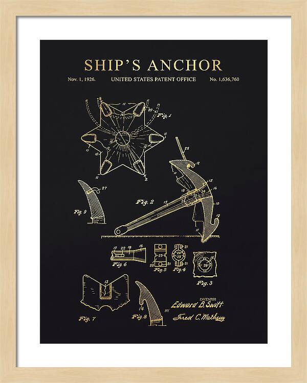 Ship's Anchor Gold Patent Us1636760