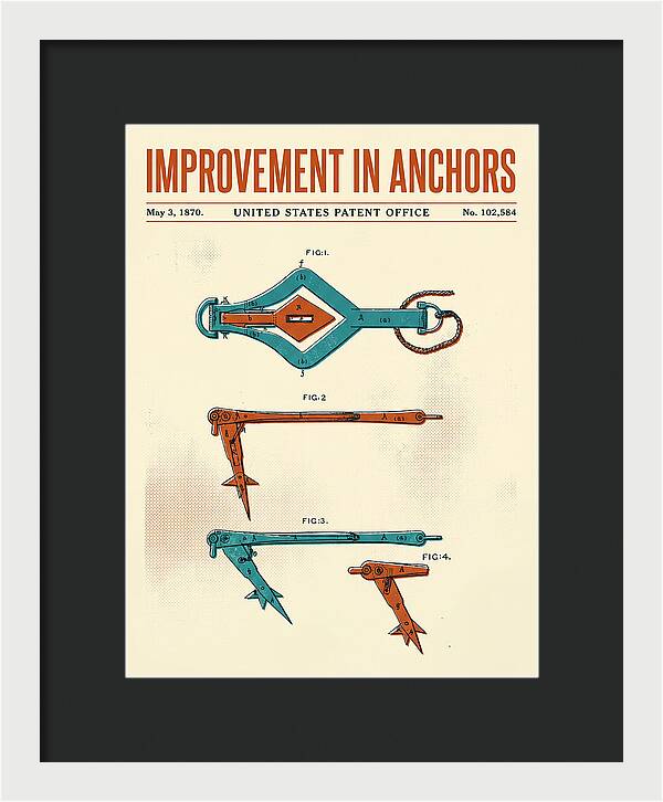 Ship's Anchor Retro Patent Us102584a