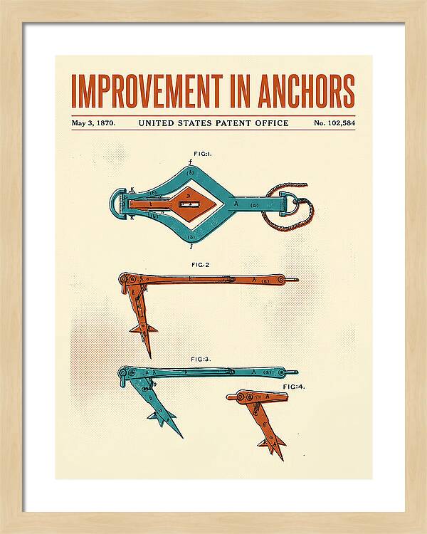 Ship's Anchor Retro Patent Us102584a
