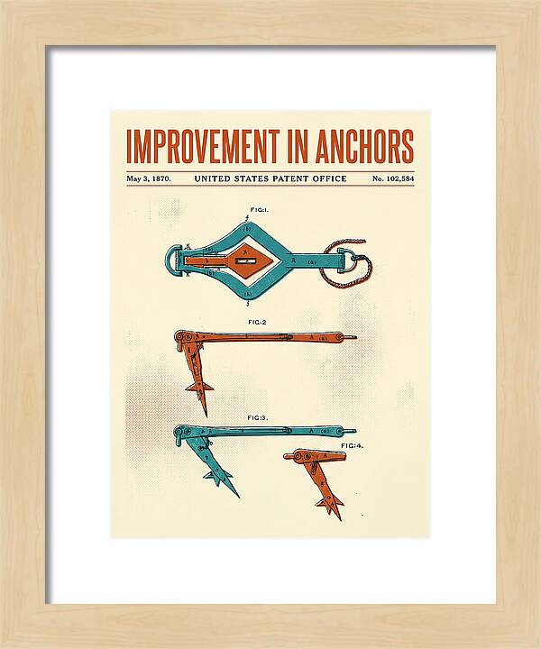 Ship's Anchor Retro Patent Us102584a