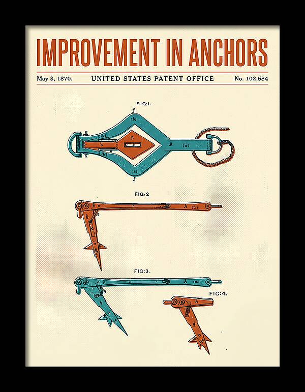 Ship's Anchor Retro Patent Us102584a