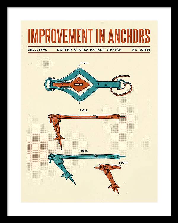 Ship's Anchor Retro Patent Us102584a