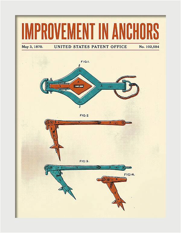 Ship's Anchor Retro Patent Us102584a