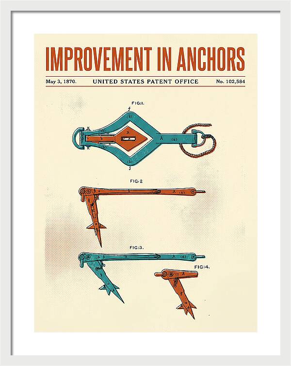 Ship's Anchor Retro Patent Us102584a