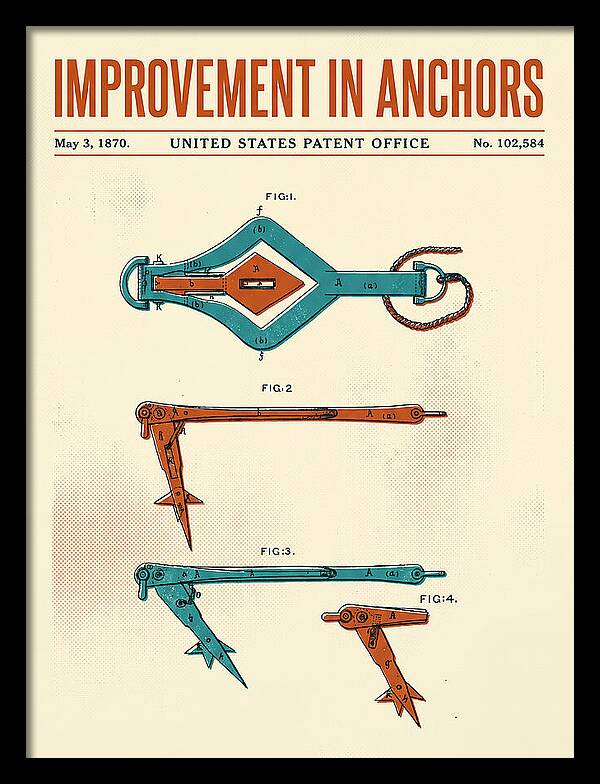 Ship's Anchor Retro Patent Us102584a