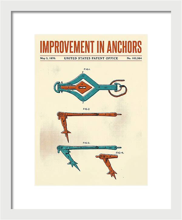 Ship's Anchor Retro Patent Us102584a