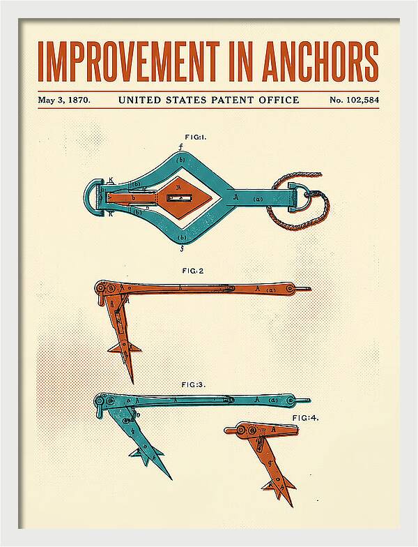Ship's Anchor Retro Patent Us102584a