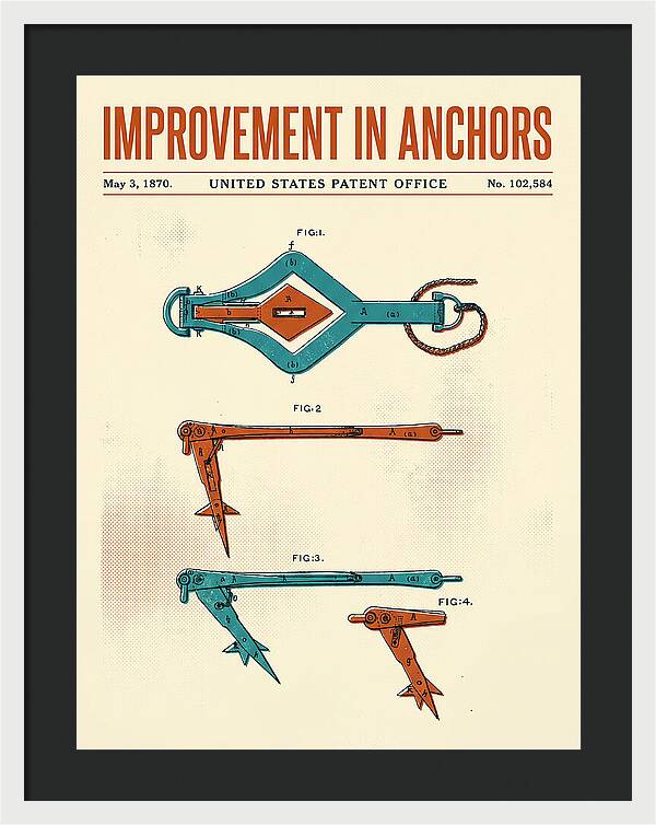 Ship's Anchor Retro Patent Us102584a