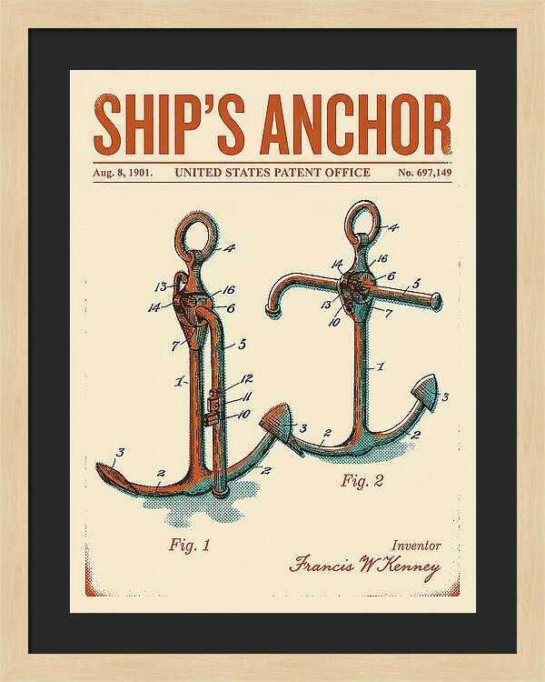 Ship's Anchor Retro Patent Us697149