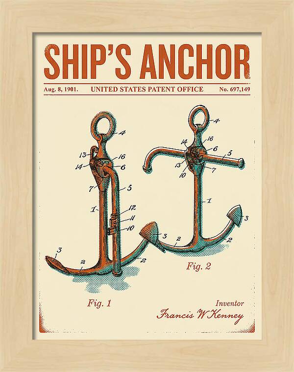 Ship's Anchor Retro Patent Us697149