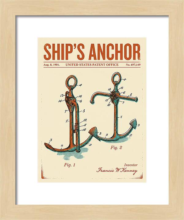 Ship's Anchor Retro Patent Us697149