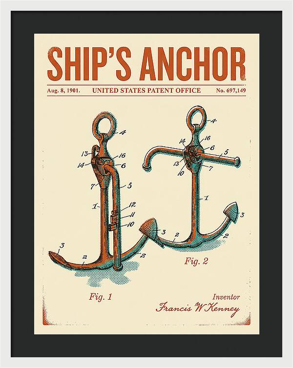 Ship's Anchor Retro Patent Us697149