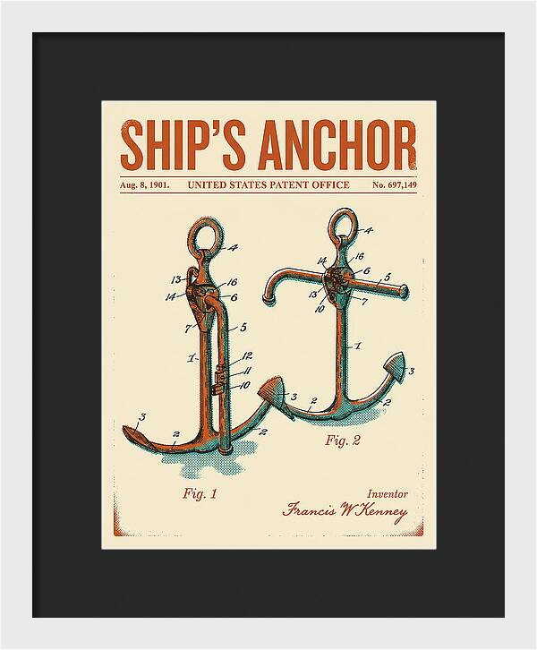 Ship's Anchor Retro Patent Us697149