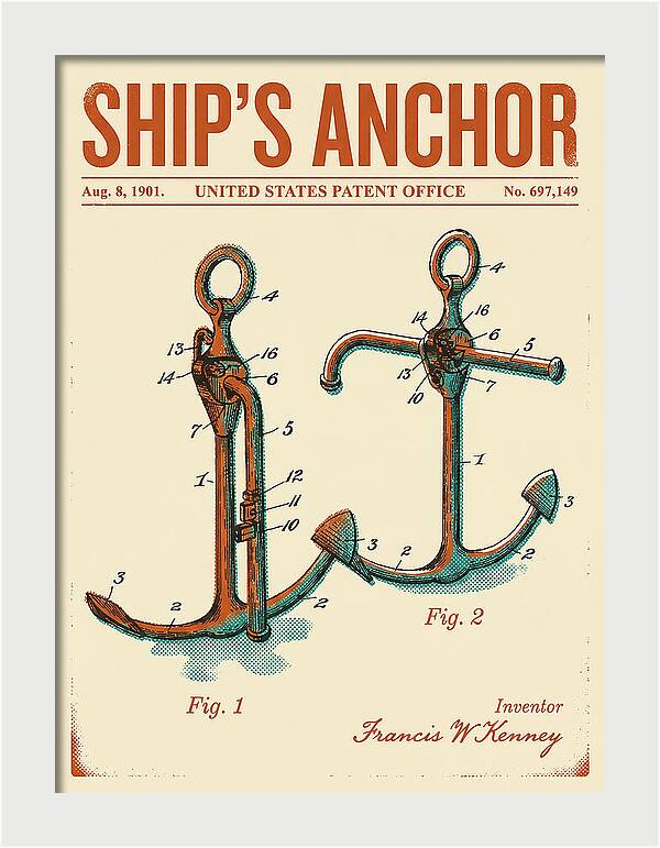 Ship's Anchor Retro Patent Us697149