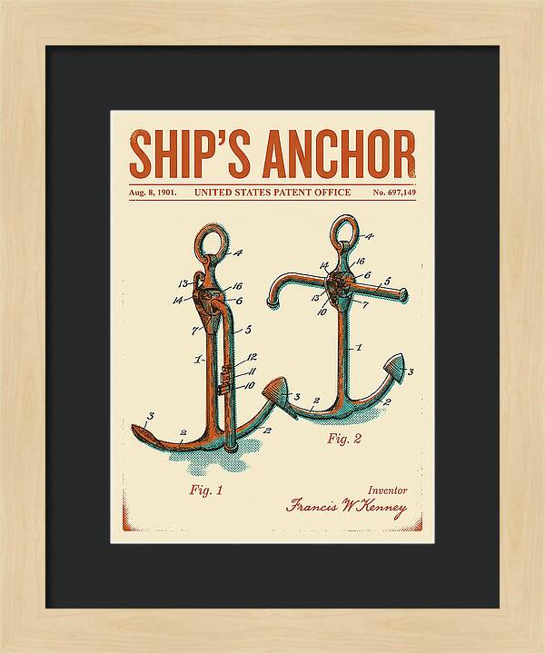 Ship's Anchor Retro Patent Us697149