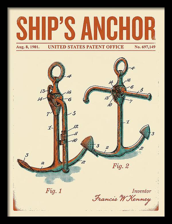 Ship's Anchor Retro Patent Us697149