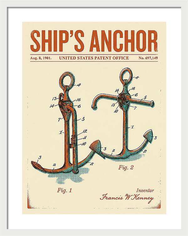 Ship's Anchor Retro Patent Us697149