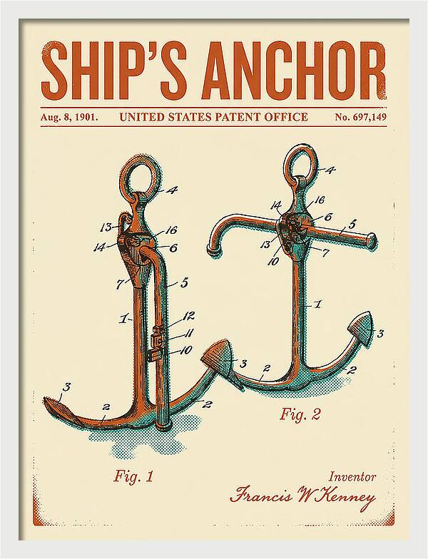 Ship's Anchor Retro Patent Us697149