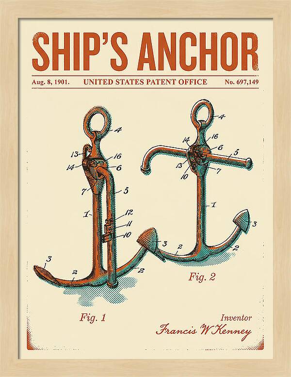 Ship's Anchor Retro Patent Us697149