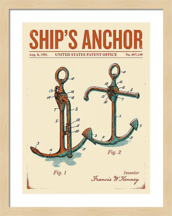 Ship's Anchor Retro Patent Us697149