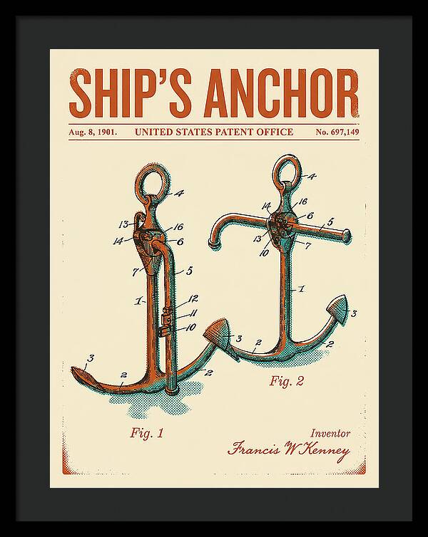 Ship's Anchor Retro Patent Us697149