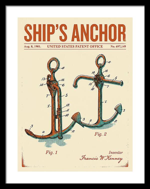 Ship's Anchor Retro Patent Us697149