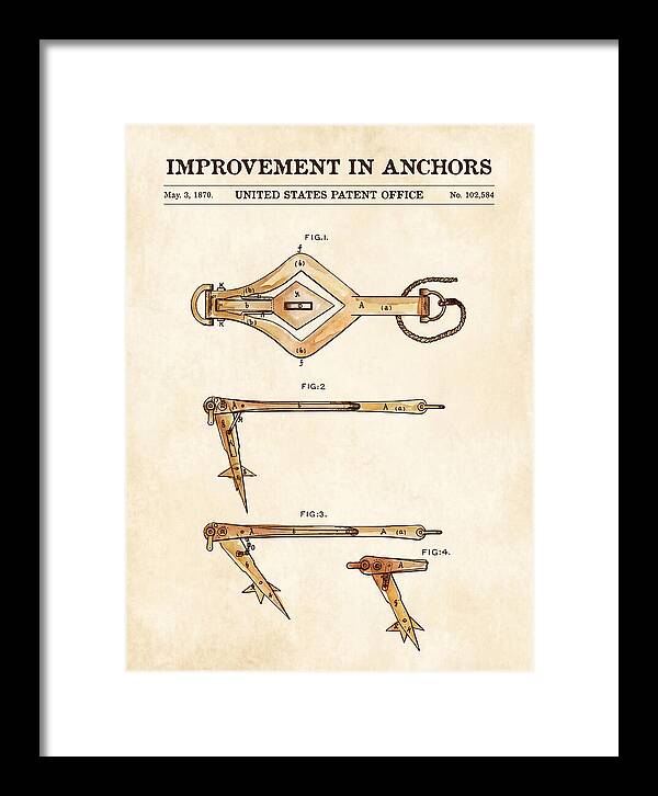 Ship's Anchor Watercolor Patent Us102584a