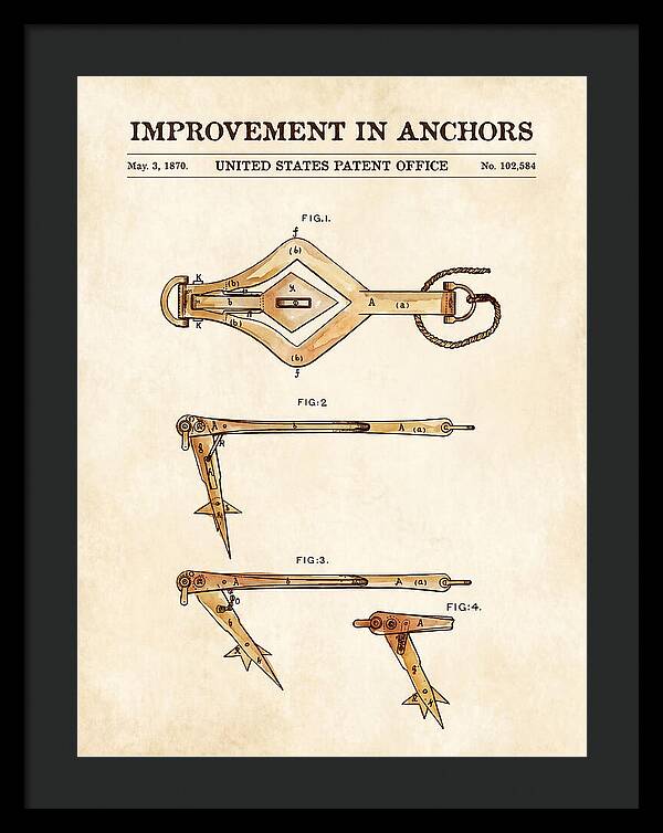Ship's Anchor Watercolor Patent Us102584a