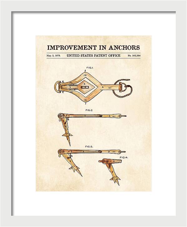 Ship's Anchor Watercolor Patent Us102584a
