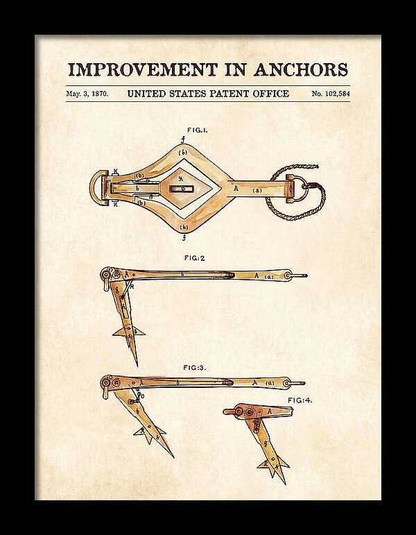 Ship's Anchor Watercolor Patent Us102584a