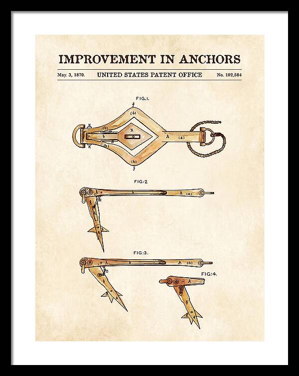 Ship's Anchor Watercolor Patent Us102584a