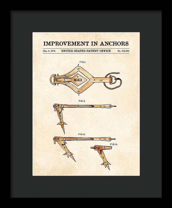 Ship's Anchor Watercolor Patent Us102584a