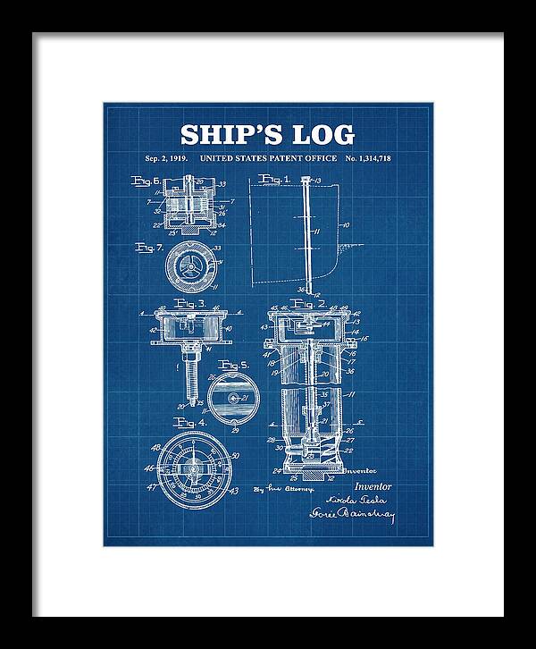 Ship's Log Tesla Blueprint Patent Us1314718