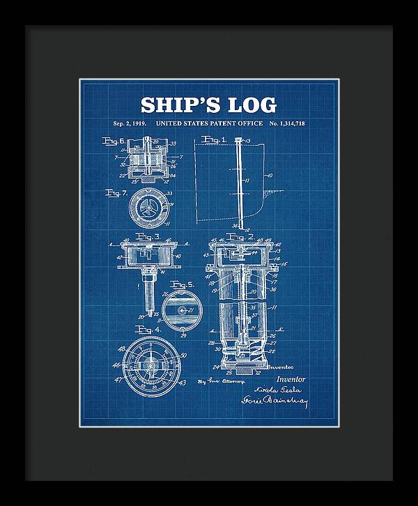 Ship's Log Tesla Blueprint Patent Us1314718
