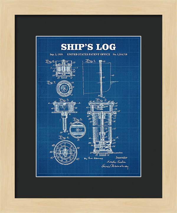 Ship's Log Tesla Blueprint Patent Us1314718