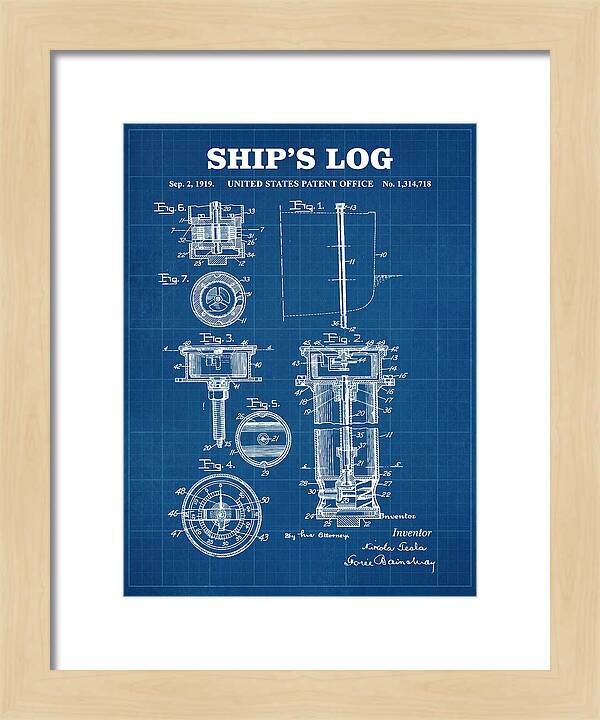 Ship's Log Tesla Blueprint Patent Us1314718
