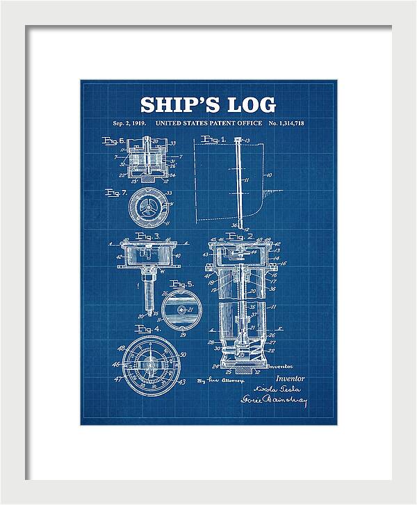 Ship's Log Tesla Blueprint Patent Us1314718