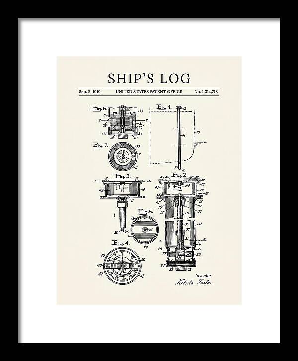Ship's Log Tesla Minimalist Patent Us1314718