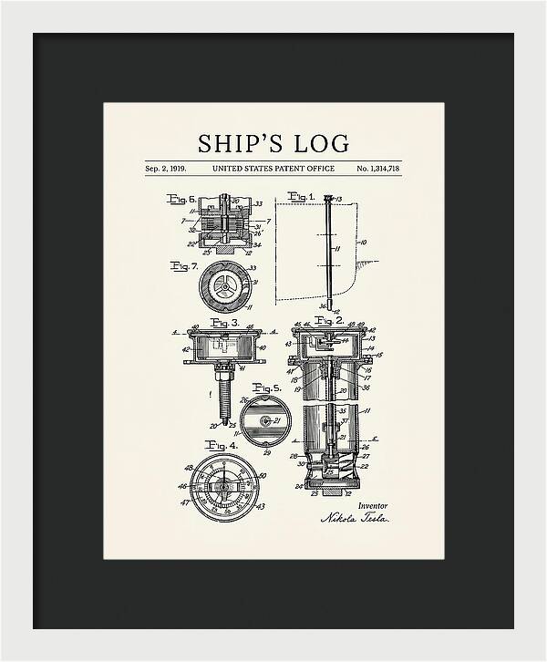 Ship's Log Tesla Minimalist Patent Us1314718
