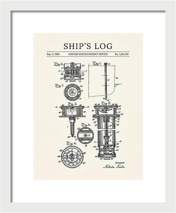 Ship's Log Tesla Minimalist Patent Us1314718