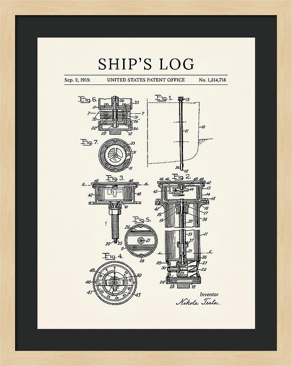 Ship's Log Tesla Minimalist Patent Us1314718