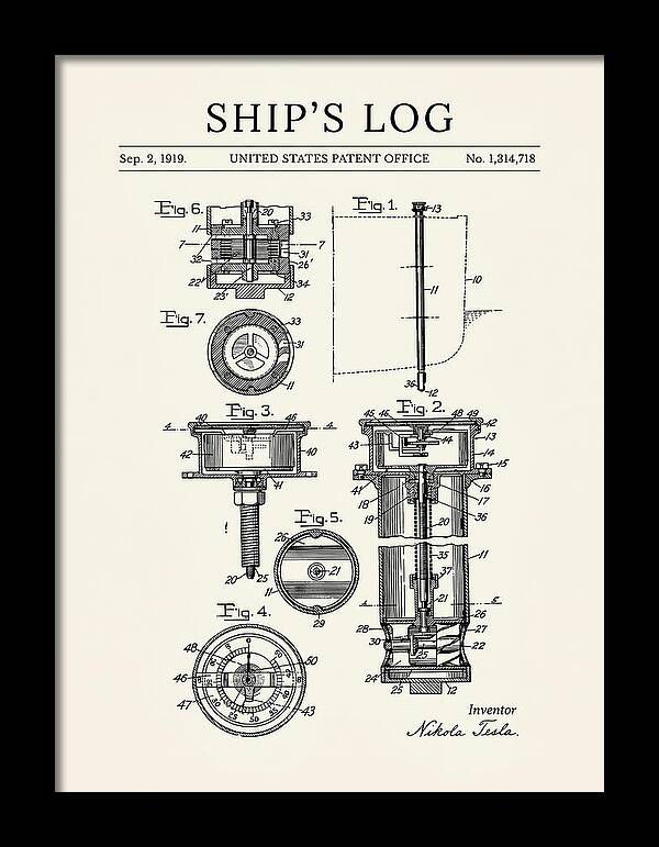Ship's Log Tesla Minimalist Patent Us1314718