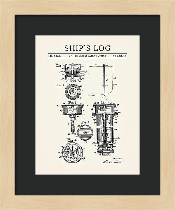Ship's Log Tesla Minimalist Patent Us1314718