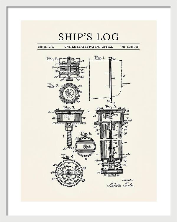 Ship's Log Tesla Minimalist Patent Us1314718