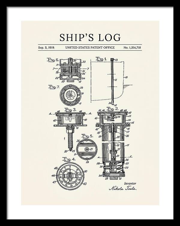 Ship's Log Tesla Minimalist Patent Us1314718