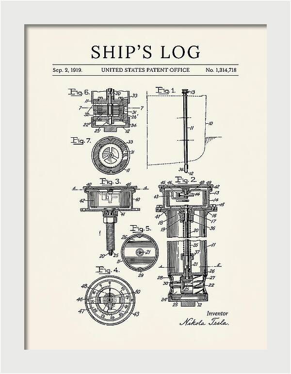 Ship's Log Tesla Minimalist Patent Us1314718