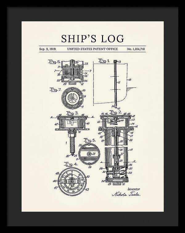 Ship's Log Tesla Minimalist Patent Us1314718